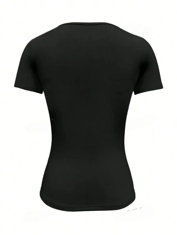 Camisetas básicas para mujer, Tops cortos de manga corta con cuello redondo, camisetas bonitas de verano, camisetas ajustadas, ropa Y2k 2024 - Imagen 4