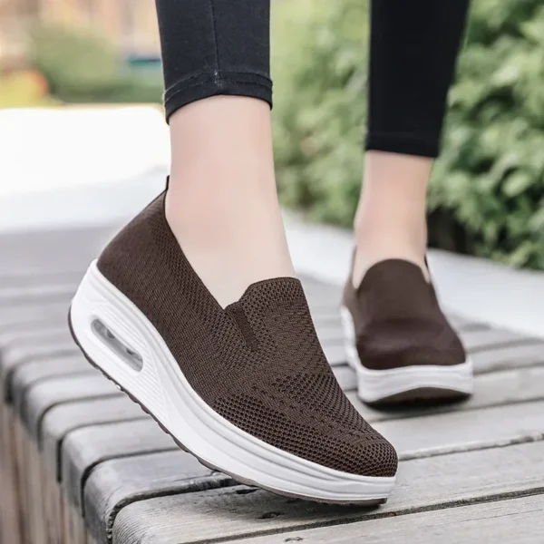 Primavera otoño zapatos oscilantes de mujer mocasines de malla para mujer plataformas planas zapatos de mujer cuñas zapatos de mujer zapatillas de deporte con aumento de altura - Imagen 3