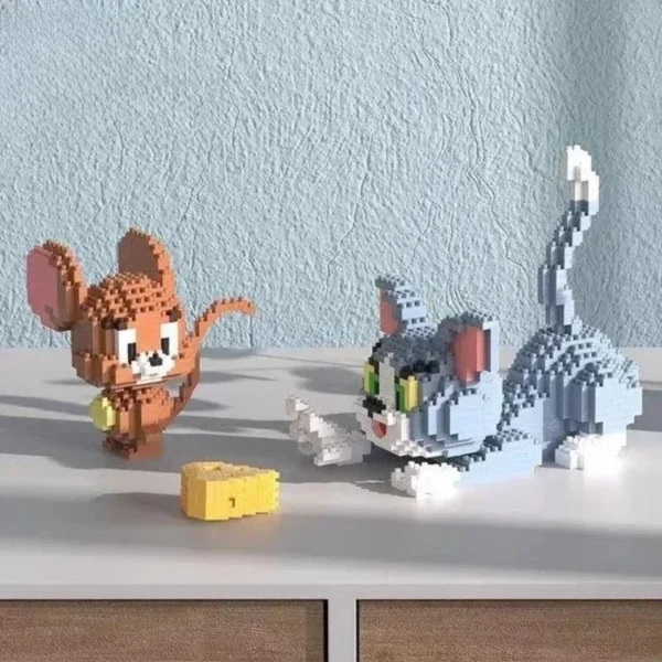 bloques de construcción para niños Mini ladrillos modelo 3D regalo para adultos y niños Ute gato y ratón travieso juguetes - Imagen 6