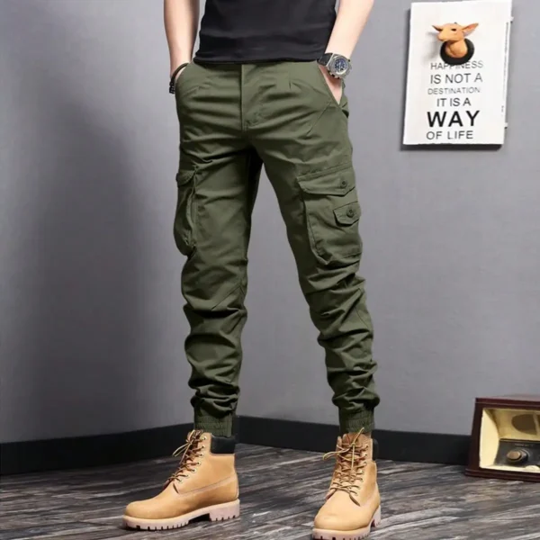 Pantalones cónicos de ropa de trabajo con bolsillos laterales informales, pantalones cargo para hombre para primavera y otoño al aire libre - Imagen 13