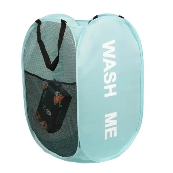 Cesta de lavandería sencilla y plegable duradera, organizador de almacenamiento de juguetes y ropa lavable grande, accesorios de baño transpirables de malla de moda - Imagen 7