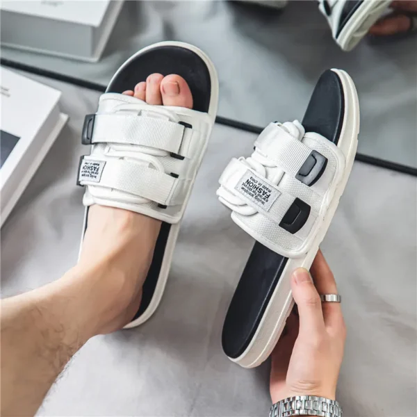 Zapatillas de exterior para hombre, zapatillas informales de interior, zapatillas antideslizantes con gancho de fondo suave, sandalias de verano de playa a la moda, chanclas - Imagen 3