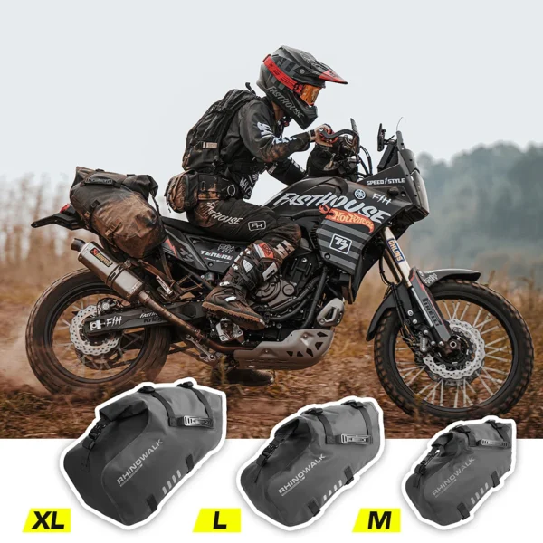 Bolsa de motocicleta Rhinowalk 100% impermeable 18L/28L/48L de gran capacidad 2 uds bolsa de alforja de motocicleta de ajuste Universal bolsas laterales de sillín - Imagen 2