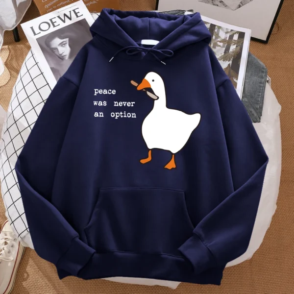 Sudadera estampada hombres calle de gran tamaño otoño con capucha Hipster sudaderas con capucha suaves Hip Hop ropa deportiva cálida La paz nunca fue una opción - Imagen 14