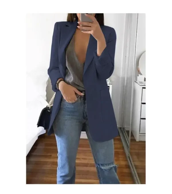 Traje informal de moda europea y americana, cárdigan ajustado con cuello tipo Polo, abrigo de mujer con temperamento, primavera y otoño 2024 - Imagen 18
