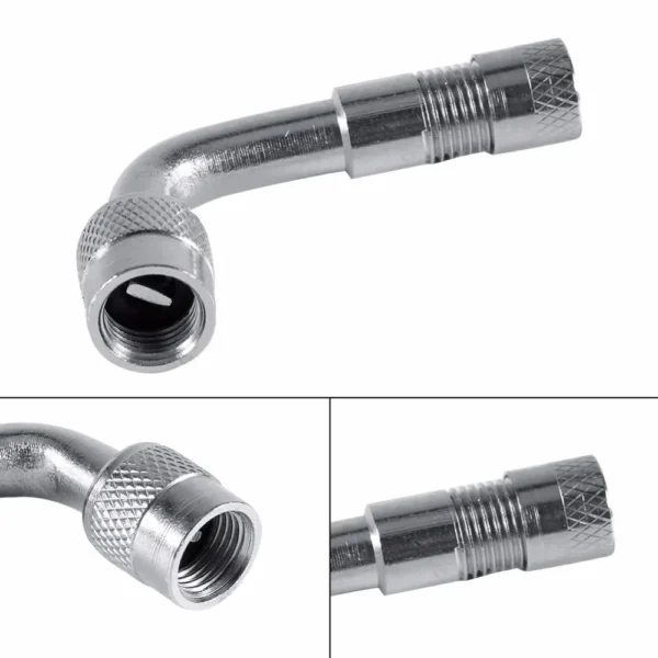 Adaptador de válvula doblada de ángulo de 90, 45 y 135 grados para motocicleta, tubo de neumático, adaptador de extensión de válvula de cobre y plata para camión, coche, Moto y bicicleta