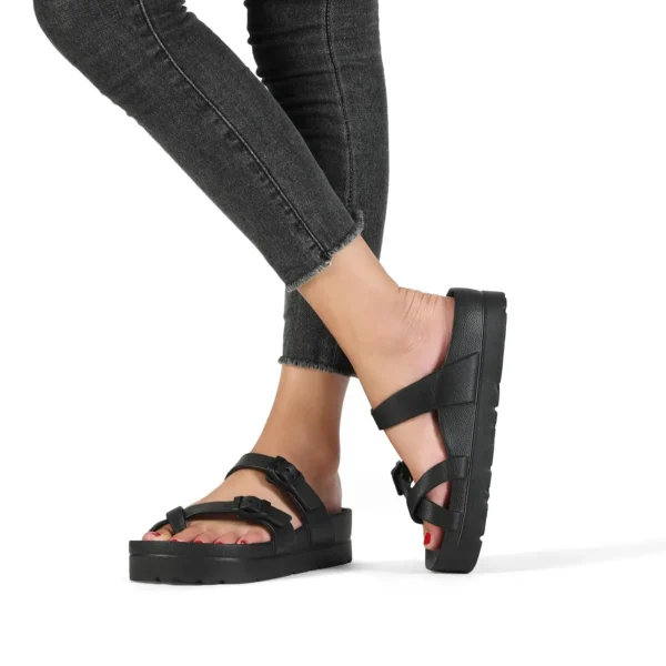 Sandalias deslizantes cómodas para hombres y mujeres, Sandalias planas EVA con doble hebilla ajustable, Sandalias ligeras y gruesas con suela antideslizante - Imagen 5