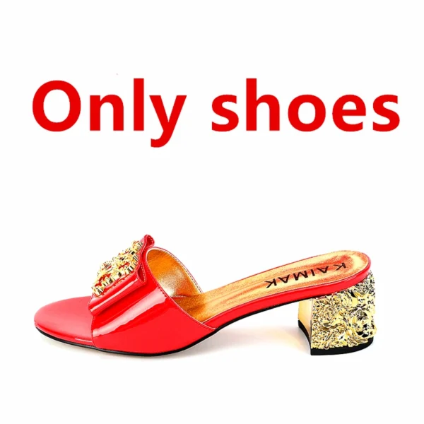 Zapatos italianos de alta calidad de lujo a la moda, traje de verano para mujer, zapatillas de talla grande 35 a 43, zapatos de tacón dorados y negros para fiesta de boda - Imagen 9