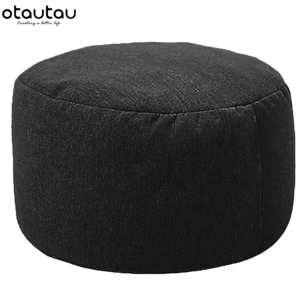 Silla tipo puf de lino con relleno, PUF otomano, taburete redondo de Tatami, futón, muebles de salón relajantes - Imagen 19