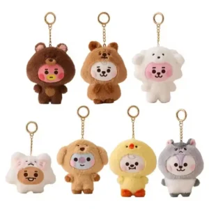 LLavero de muñeco de peluche de la serie Kawaii BT21 BABY Zoo, muñeco de dibujos animados, bolso escolar, colgante, decoración, regalo de cumpleaños, línea de amigos