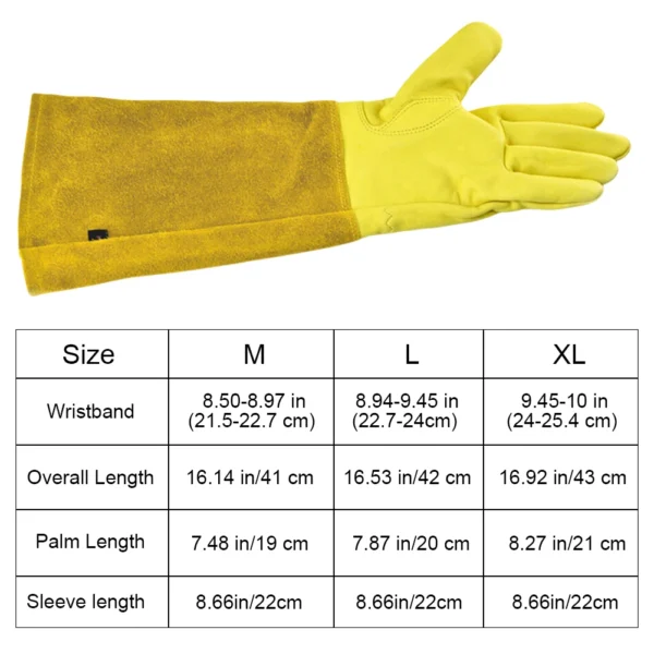 Manopla de trabajo larga a prueba de espinas, guantes de jardín de cuero transpirables con protección de antebrazo, guante Floral, el mejor regalo de jardín, 1 par - Imagen 6