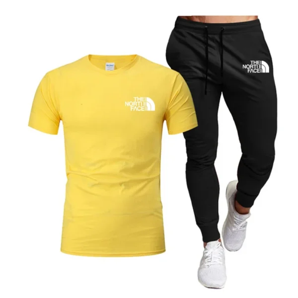 Pantalones de chándal largos ropa de calle conjuntos de 2 piezas ropa de hombre Verano 2025 hombres Tops 100% moda algodón manga corta - Imagen 14