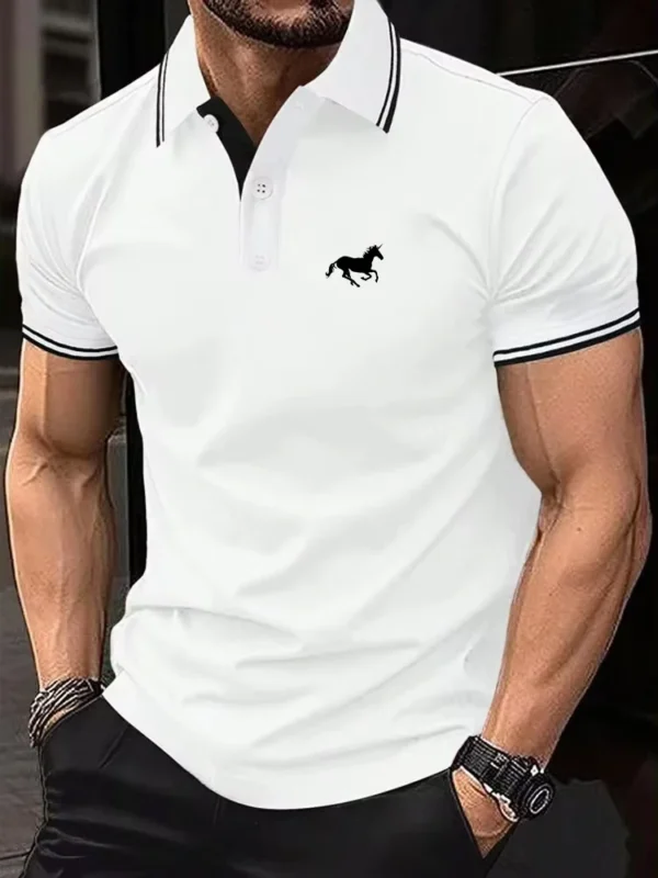 Camiseta para hombre, Polo clásico de manga corta, camiseta informal de verano con solapa de botón, Polo informal de S-3XL súper grande - Imagen 3