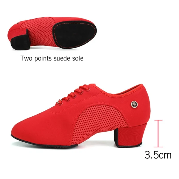 Zapatos de baile de salón latino para mujer con cordones práctica punta cerrada zapatos de baile modernos para enseñanza de baile de Salsa - Imagen 8