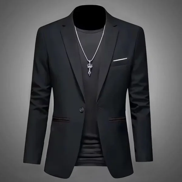 Chaqueta de traje de Boutique de ocio a la moda para hombre, traje informal de negocios de otoño, ajustado, sin planchar, traje de un solo botón - Imagen 4