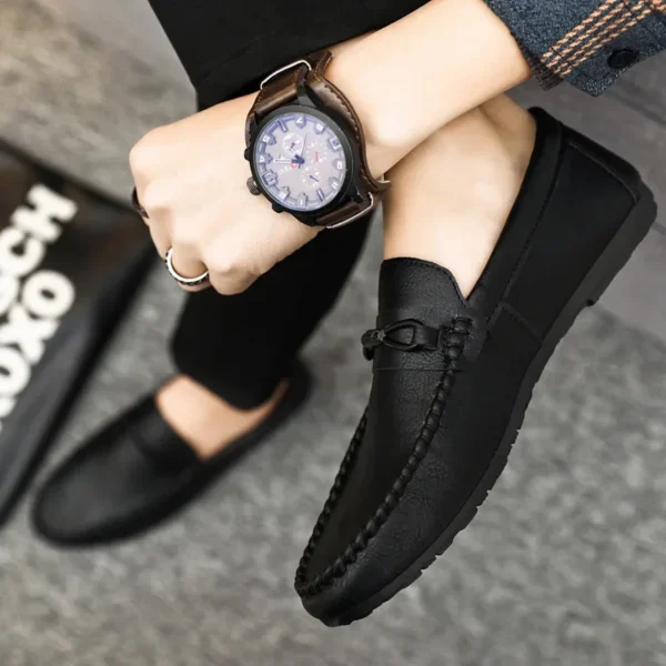 Mocasines para hombre, zapatos planos casuales cómodos, mocasines transpirables para hombre, zapatos de conducción de cuero suave sin cordones 2023 - Imagen 3