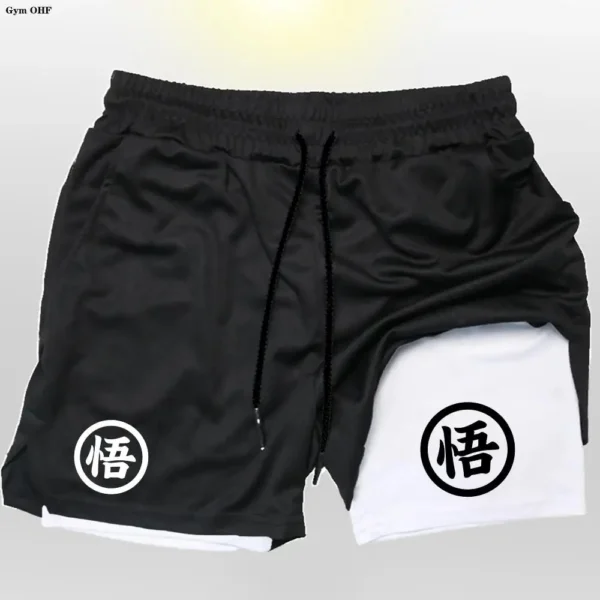 Pantalones cortos para correr hombres Fitness entrenamiento de gimnasia 2 en 1 pantalones cortos deportivos entrenamiento de secado rápido correr pantalones cortos de doble cubierta - Imagen 6