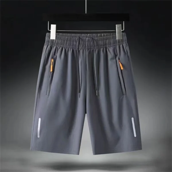 Pantalones cortos deportivos ultrafinos para hombre, Shorts informales de seda de hielo para playa, Jogging, secado rápido, con cremallera, holgados, para gimnasio, Verano - Imagen 5