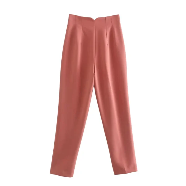 Pantalones rectos a la moda para mujer, pantalones con cremallera frontal de cintura alta, pantalones Vintage de longitud completa para mujer elegante - Imagen 15