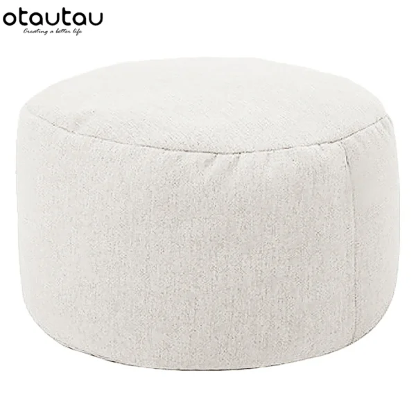 Silla tipo puf de lino con relleno, PUF otomano, taburete redondo de Tatami, futón, muebles de salón relajantes - Imagen 13
