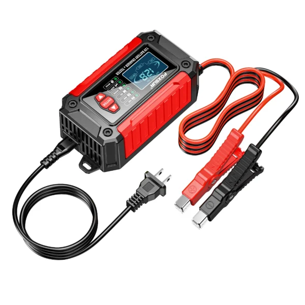 Cargador y probador de batería de coche 2 en 1, 12V, 6A, pantalla LCD de 1,9 ", mantenimiento de batería inteligente de plomo y ácido AGM LiFePO4 para motocicleta y camión - Imagen 7