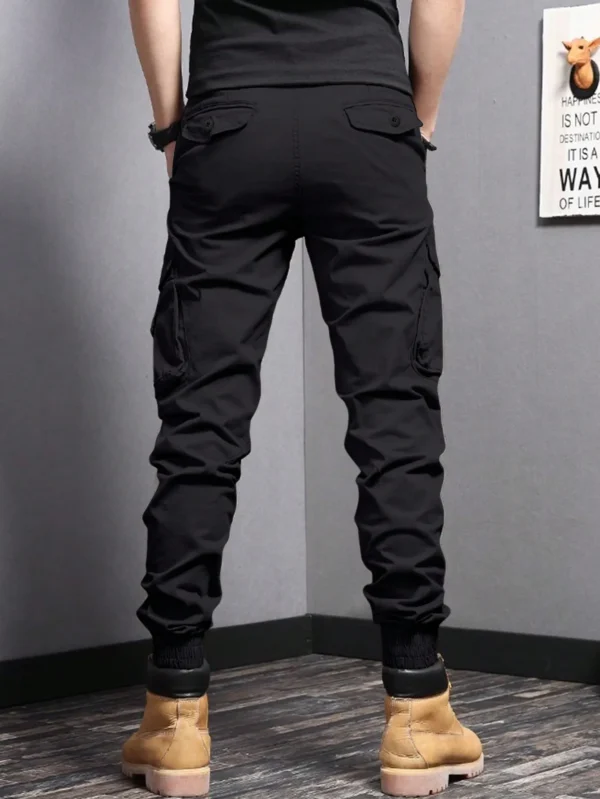 Pantalones cónicos de ropa de trabajo con bolsillos laterales informales, pantalones cargo para hombre para primavera y otoño al aire libre - Imagen 2