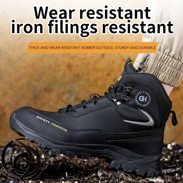 Zapatos de seguridad de protección, zapatos de seguridad indestructibles, antigolpes, antipinchazos, zapatos protectores de seguridad, botas de trabajo para senderismo para hombres - Imagen 4