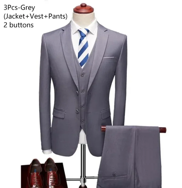 Trajes de hombre para boda, 3 piezas, conjunto elegante de 2 trajes, Blazers, chaquetas clásicas de negocios de lujo a la moda, chaleco, pantalones, ropa Formal 2024 - Imagen 28