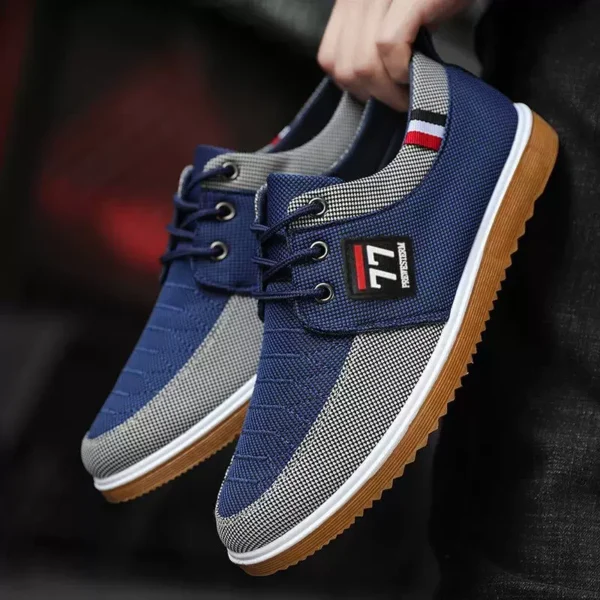 Zapatos de lona de verano para hombre, zapatos planos ligeros informales de malla transpirable, zapatos vulcanizados, zapatillas clásicas con cordones 2025 para hombre - Imagen 7