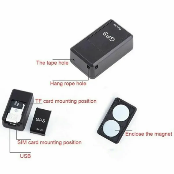 Mini rastreador de coche con GPS para motocicleta, bicicleta, vehículo, mascotas, niños, fuerte, magnético, GSM, GPRS, posicionador en tiempo Real, GF-07 - Imagen 5