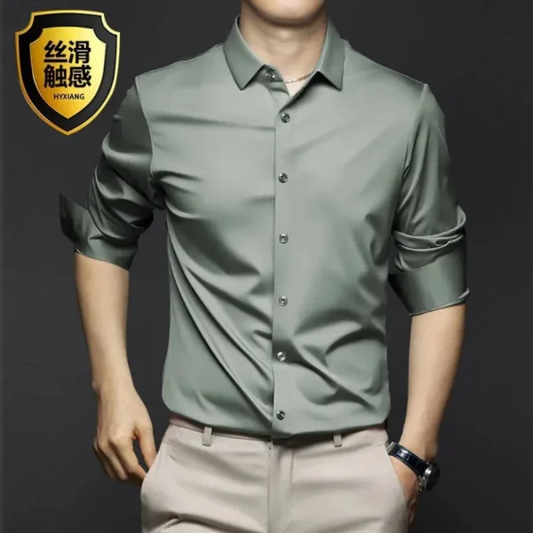 Camisa de manga larga para hombre, vestido de negocios resistente a las arrugas, sin hierro, traje informal profesional de alta gama, camisa blanca, S-5XL - Imagen 9
