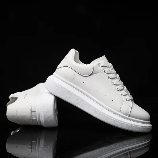 Zapatos blancos pequeños para hombre, zapatillas clásicas de plataforma impermeables, transpirables, para deportes al aire libre, primavera y otoño - Imagen 4