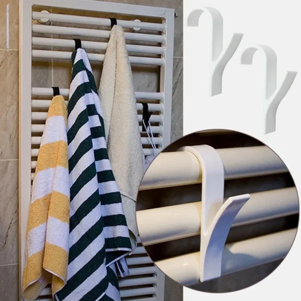 Organizador de baño y pista de almacenamiento, estante transparente, radiador de toallas calefactable, accesorios de cocina, perchero blanco con gancho para el hogar - Imagen 2