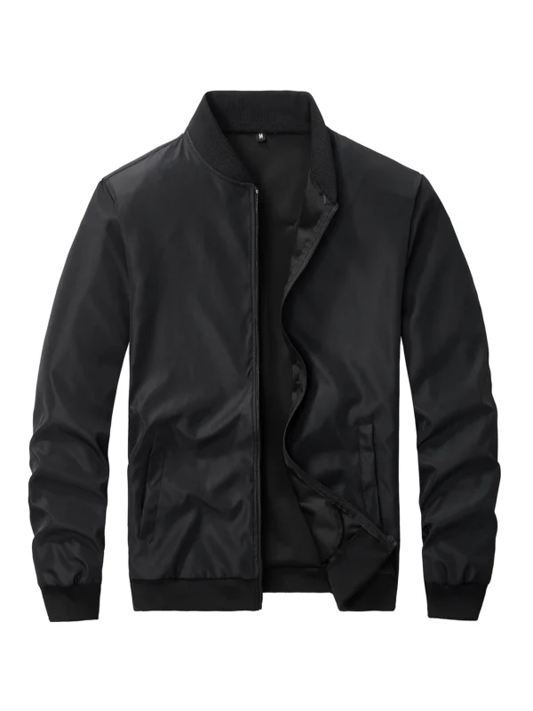 Chaqueta corta holgada de Color sólido con cuello de béisbol para hombres de negocios Casual abrigo fino tendencia - Imagen 3