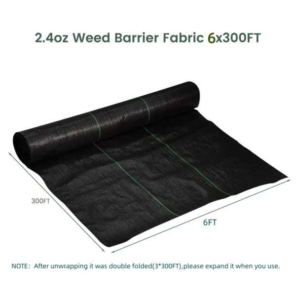 Tela de barrera de malas hierbas, tela de paisaje para jardín, barrera de malas hierbas para cama de flores, Garde de entrada, 2,4 OZ, 3,2 OZ, 3/6x300 pies