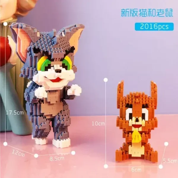 bloques de construcción para niños Mini ladrillos modelo 3D regalo para adultos y niños Ute gato y ratón travieso juguetes - Imagen 8