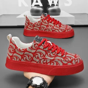 Zapatos de Skateboard para hombre, zapatillas de deporte rojas de tendencia, zapatos vulcanizados de plataforma ligera, tenis para hombre, nuevo diseñador, 2024