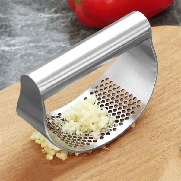 Prensa de ajo Manual multifunción de acero inoxidable, herramienta curvada para moler ajo, picadora, utensilios de cocina para el hogar - Imagen 2