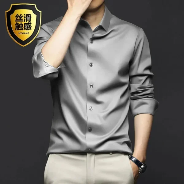 Camisa de manga larga para hombre, vestido de negocios resistente a las arrugas, sin hierro, traje informal profesional de alta gama, camisa blanca, S-5XL - Imagen 3