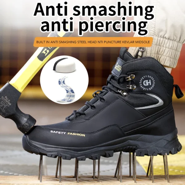 Zapatos de seguridad de protección, zapatos de seguridad indestructibles, antigolpes, antipinchazos, zapatos protectores de seguridad, botas de trabajo para senderismo para hombres - Imagen 3
