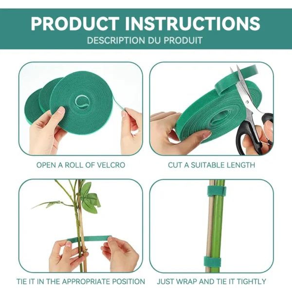 Cinta de jardín, brida para cables de nailon para plantas, flores, cultivo, escalada, soporte reutilizable para plantas, sujetador de gancho y bucle, accesorios de jardín - Imagen 5