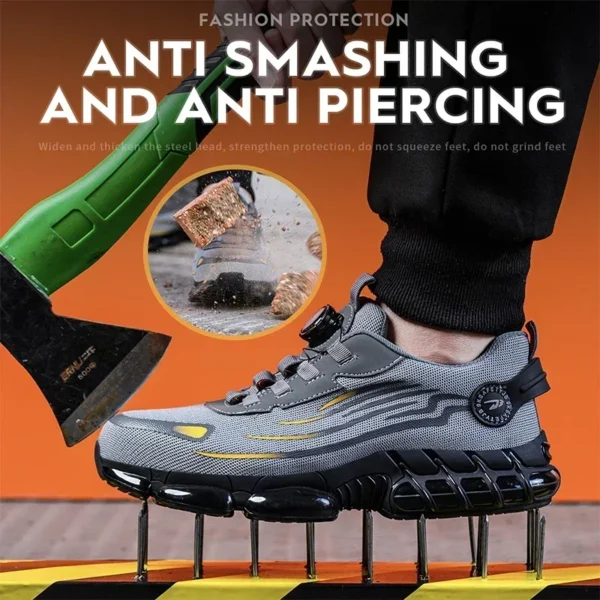Zapatos de seguridad con botón giratorio para hombre, zapatos de trabajo antigolpes y antipinchazos, zapatos deportivos de moda para hombre, botas protectoras de seguridad para hombre - Imagen 5