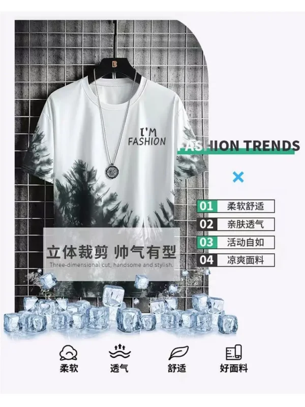Chándales de moda, camiseta deportiva informal de manga corta con estampado 3D de seda helada y pantalones cortos, conjunto de baloncesto Conjuntos de verano de secado rápido para hombre - Imagen 4
