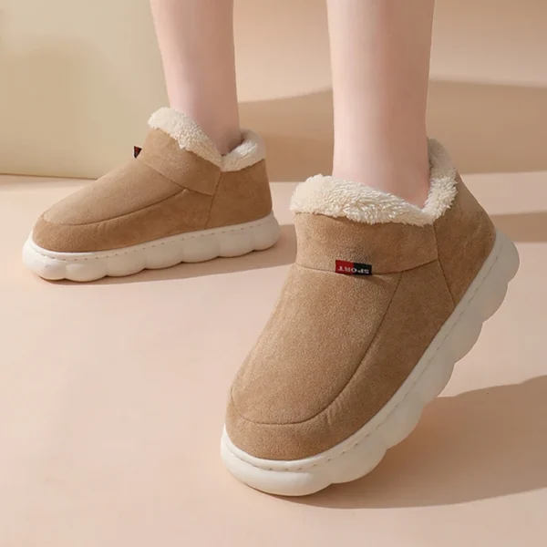 Botas cálidas súper suaves para mujer, forro de piel de felpa para exteriores, zapatos para el hogar, botas de nieve clásicas y cómodas para mujer
