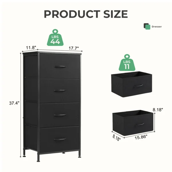 Gabinetes de tela para sala de estar de 4 capas con armario, armario de montaje con marco de acero para almacenamiento de ropa, mueble - Imagen 4