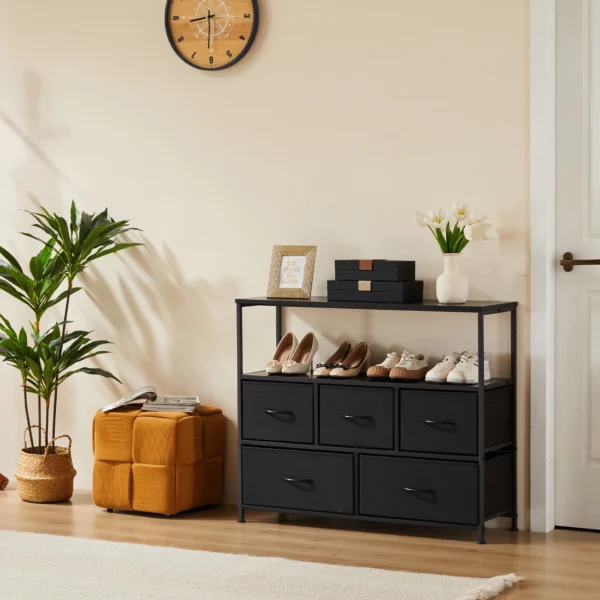 Armario para zapatos con 5 cajones de tela, almacenamiento de juguetes, soporte para TV, Zapatero multicapa, mueble para el hogar que ahorra espacio - Imagen 8