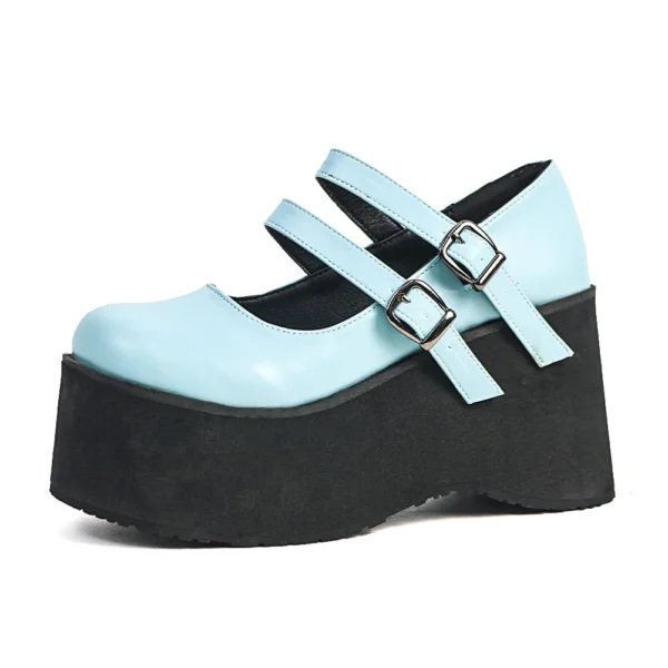 Zapatos de tacón Mary Jane bonitos de Lolita para mujer, cuñas de plataforma, tacones altos, zapatos de tacón para mujer, zapatos Punk góticos dulces para mujer - Imagen 5