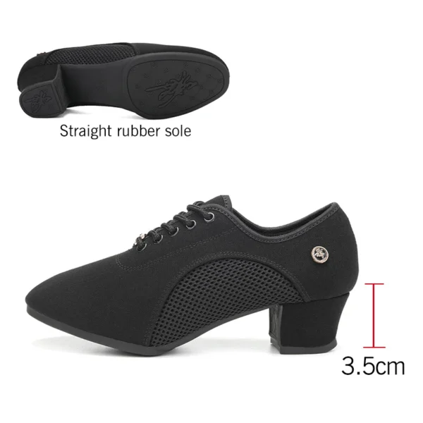 Zapatos de baile de salón latino para mujer con cordones práctica punta cerrada zapatos de baile modernos para enseñanza de baile de Salsa - Imagen 12