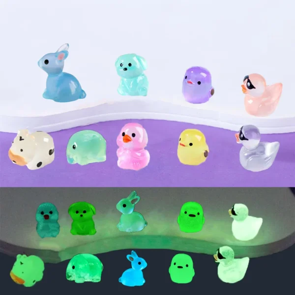 Mini animales luminosos de resina, incluidos pequeños patos brillantes, perfectos para decorar jardines de hadas, acuarios y casas de muñecas - Imagen 3