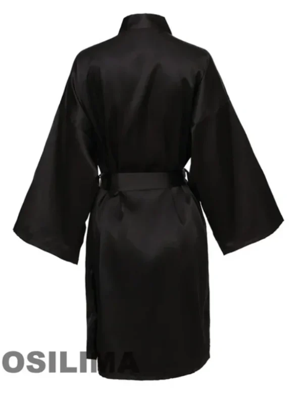 Bata de novia para equipo de fiesta de boda con letras negras, pijama de satén tipo kimono, albornoz de dama de honor SP2000 - Imagen 2